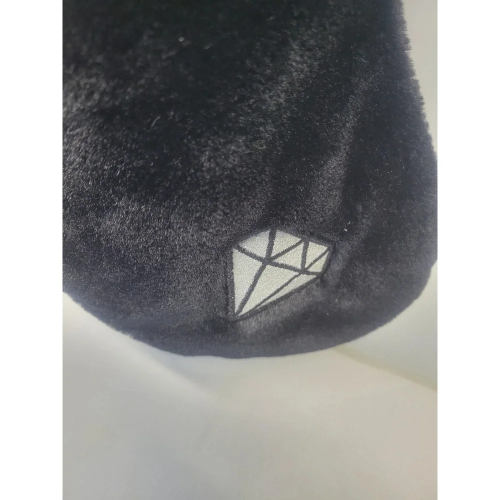 NWT Victoria's Secret Black Faux Fur Christmas Stocking Lips Heart‎ Diamond Bow